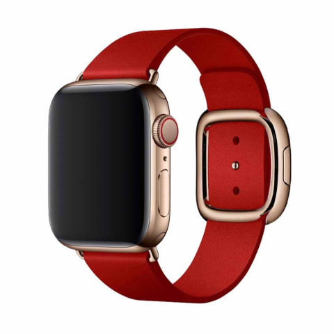Шкіряний ремінець Modern Buckle Leather для Apple Watch 38/40/41mm Gold/Product red Шкіряний ремінець Modern Buckle Leather для Apple Watch 38/40/41mm Gold/Product red